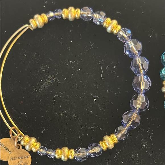 Alex and Ani Blue and Gold, Purple and Gold Charm Bracelets - Picture 5 of 5